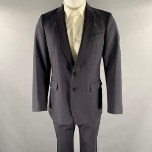 DRIES VAN NOTEN Size 38 Navy Wool Polyester Notch Lapel Suit